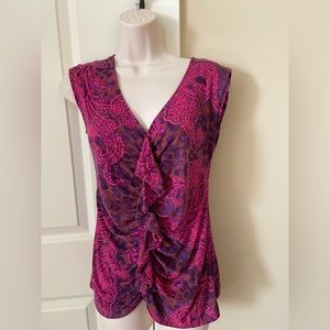 Banana Republic Multi-color Top with Ruffle Front Detail